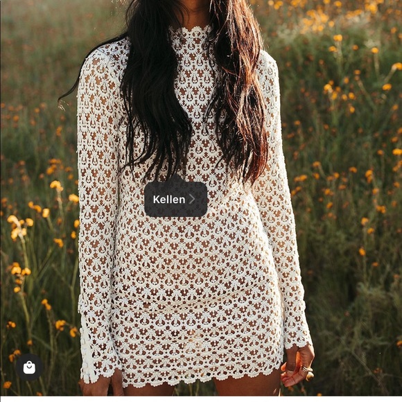 Bohemian unique lace crochet designer short wedding dress daughters of Simone Xl - Picture 1 of 3